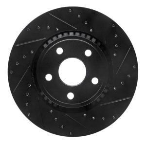 Dodge Durango Brake Rotor (1) - Front Right - R1 Concepts - Drilled & Slotted - Black - `11-`25
